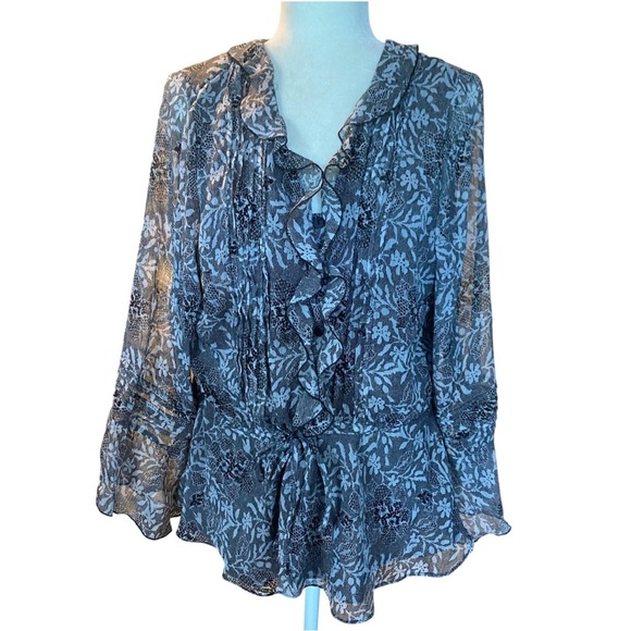 Butterfly Label Womens Vintage Y2k Ruffle Blousen Long Sleeve Blouse - Picture 1 of 8